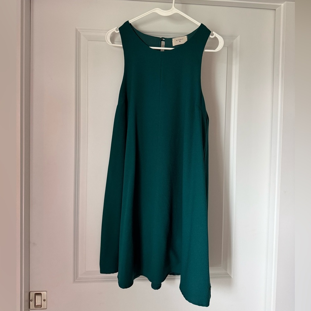 Everly Womens Medium Emerald Green Shift Dress Sleeveless A-Line Minimalist